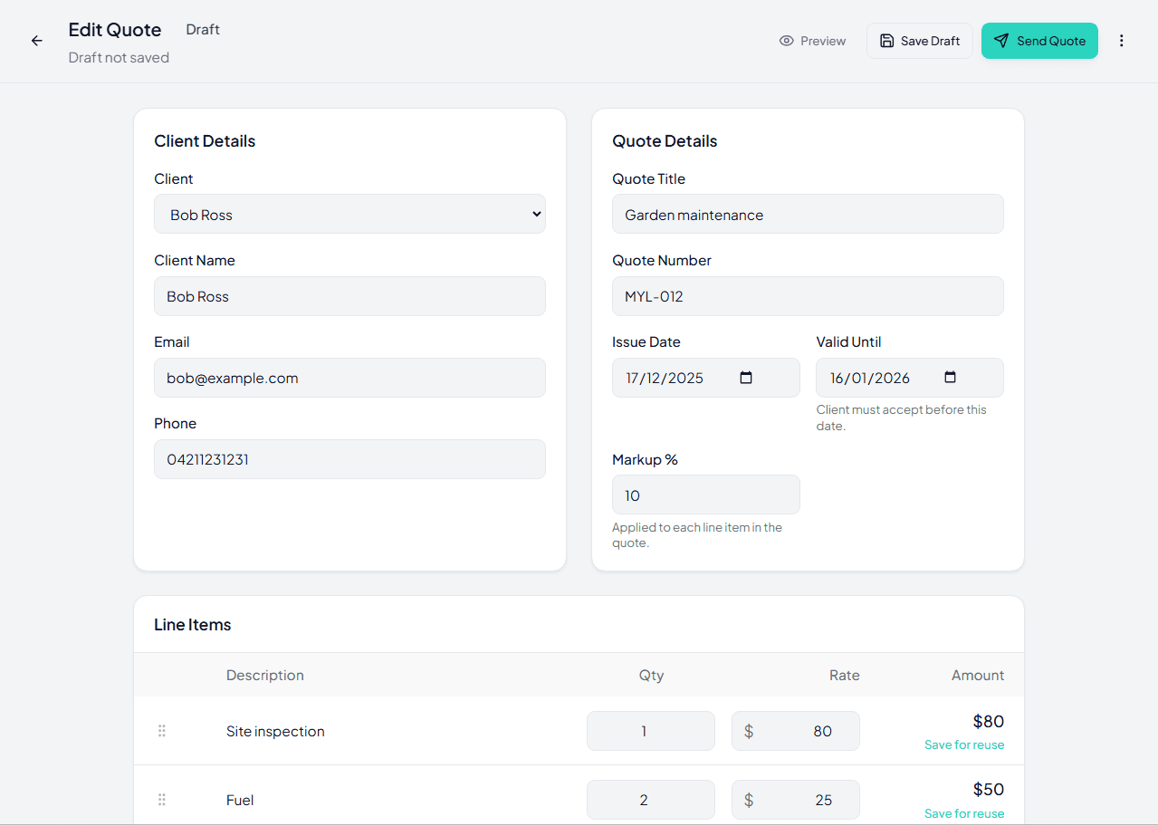 Job management screenshot